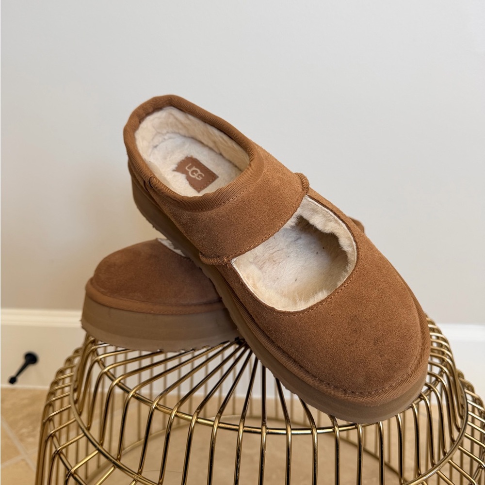 UGG Chestnut Suede Mary Jane Clog Mules